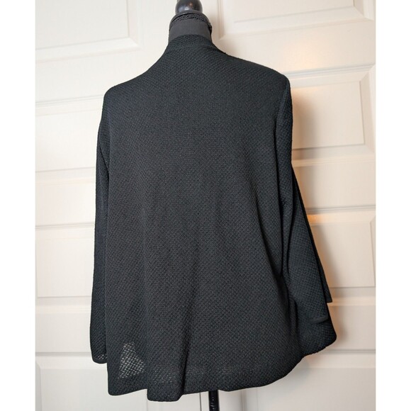 NWT Ming Wang Size XL Jacket Tiered Sculptural Lapel 3/4 Sleeve Black Textured - Picture 4 of 13
